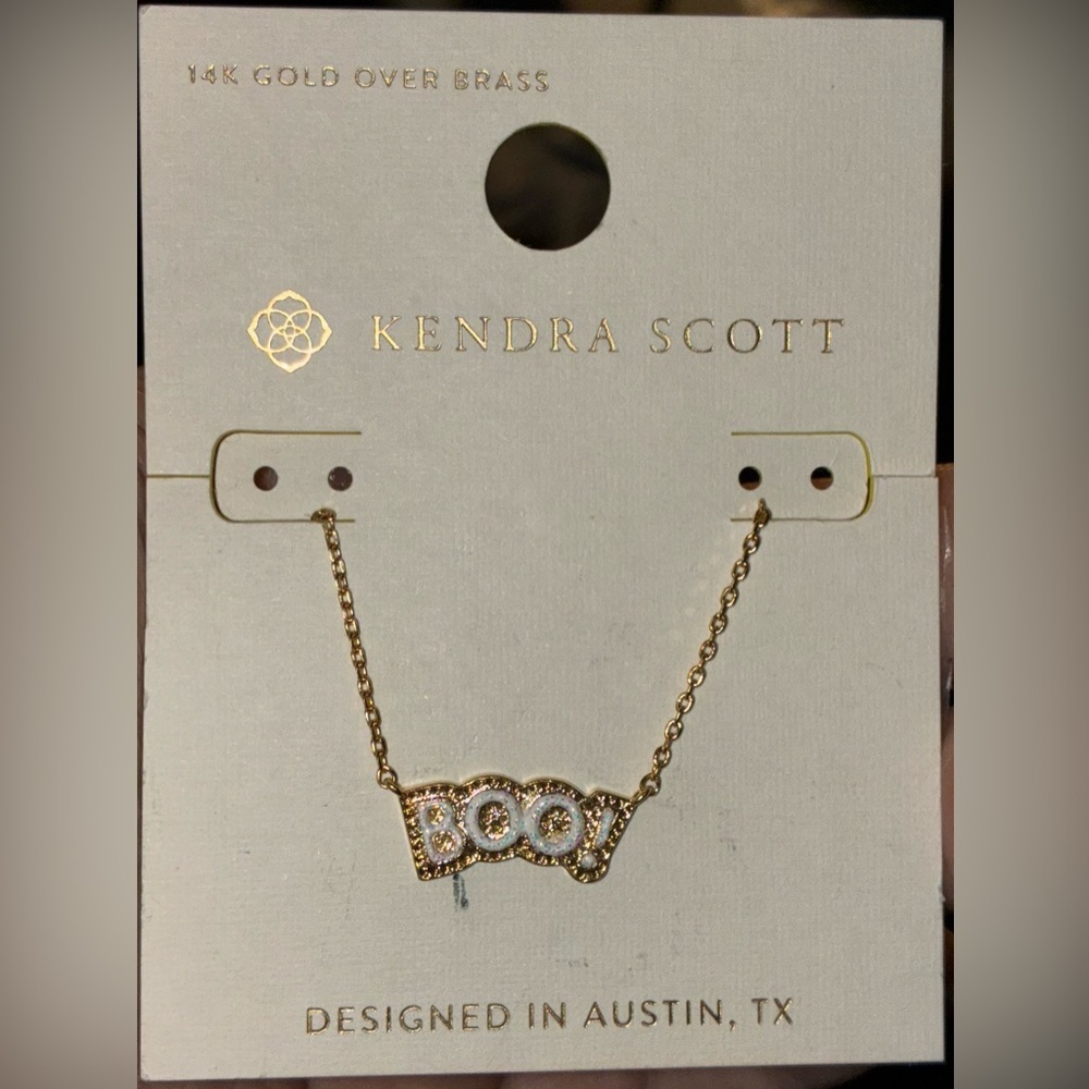 KENDRA SCOTT Halloween BOO or Your Special Someone BOO 14k Gold Necklace NEW NWT